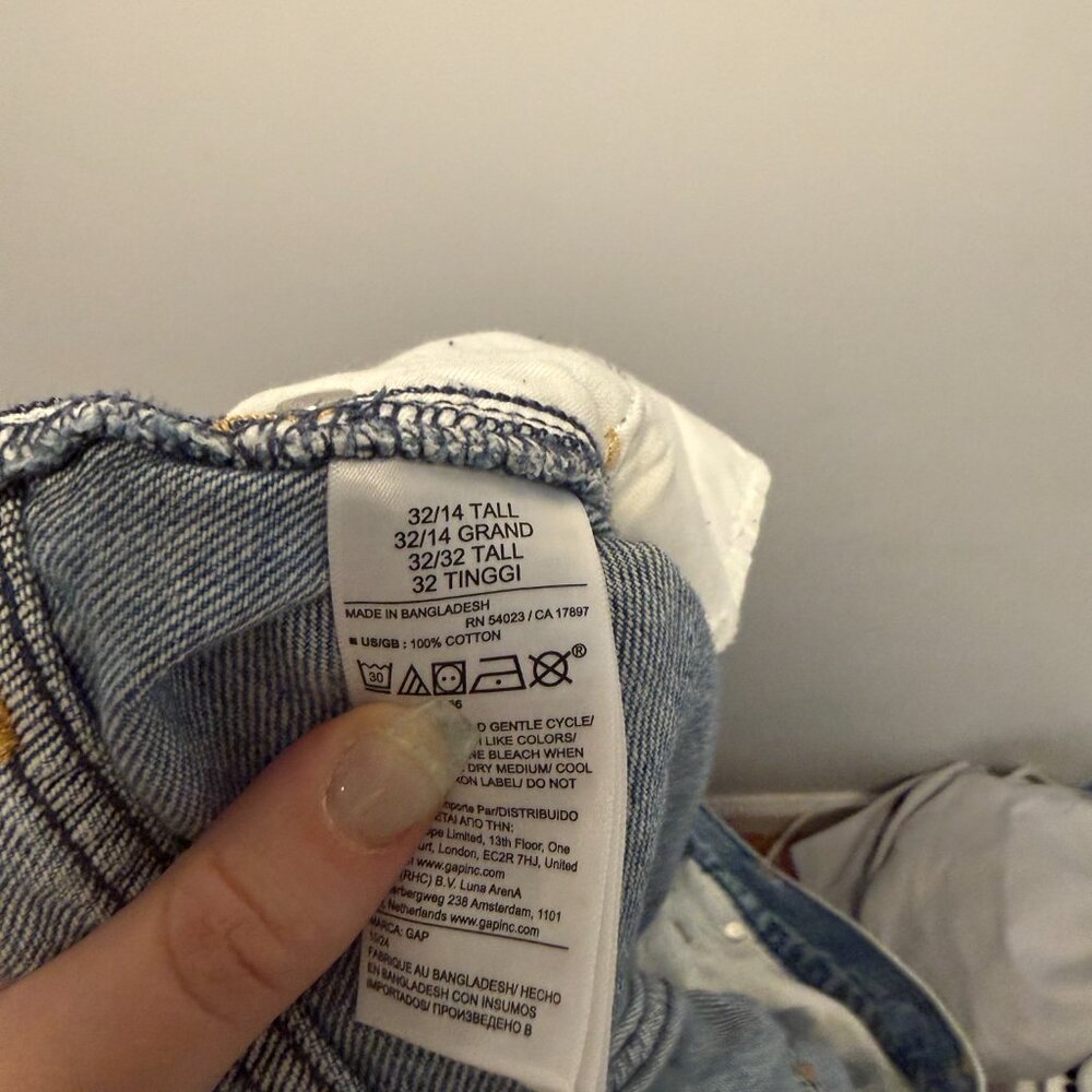 GAP High Rise Crossover Barrel Jeans 32 T - Picture 9 of 9
